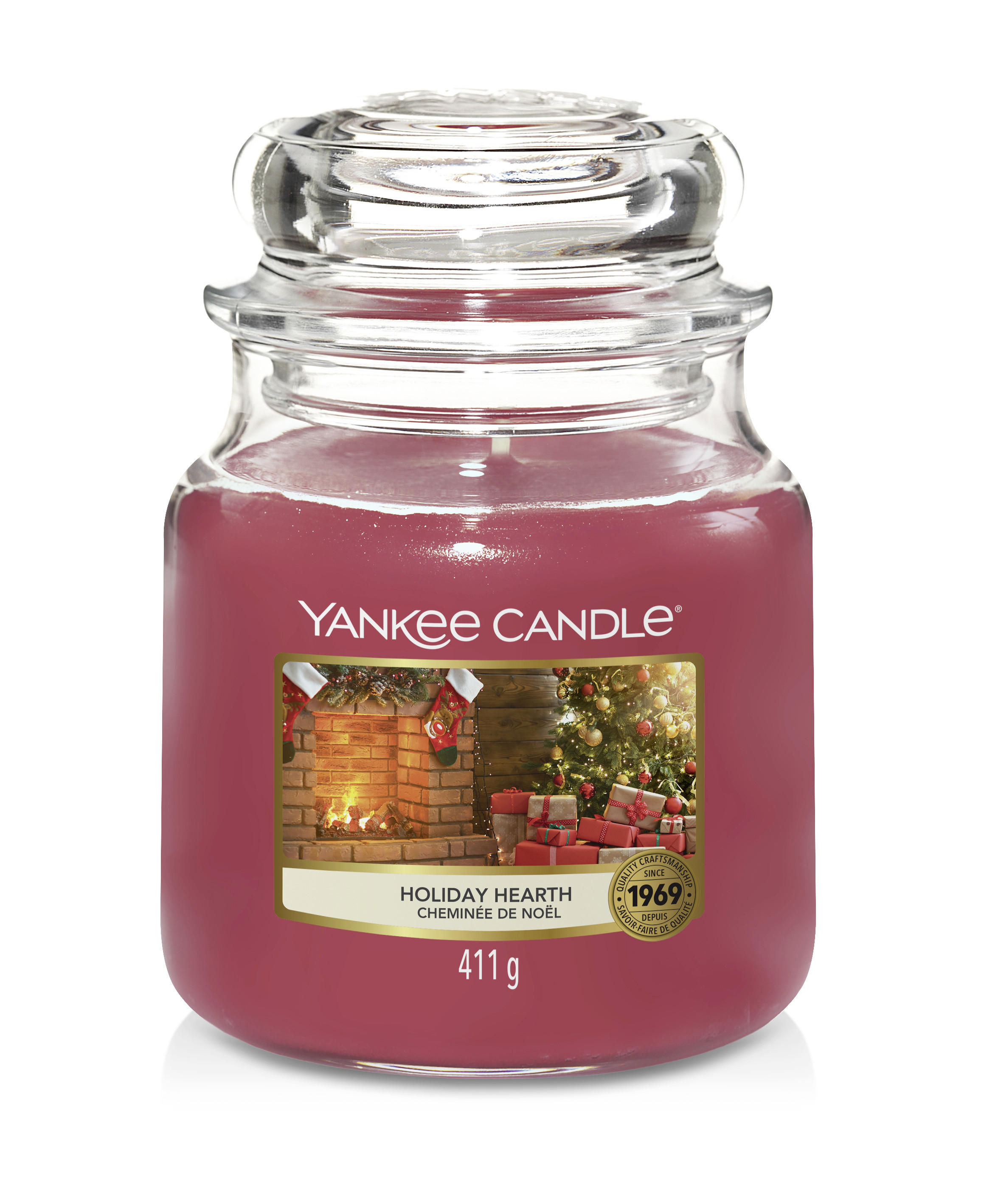 DUFTKERZE YANKEE CANDLE HOLIDAY HEARTH  - Rot, Trend, Glas (9,7/13,5/9,7cm) - Yankee Candle