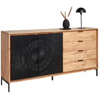 SIDEBOARD 175/90/40 cm  - Schwarz/Akaziefarben, Design, Holz/Metall (175/90/40cm) - Ambia Home