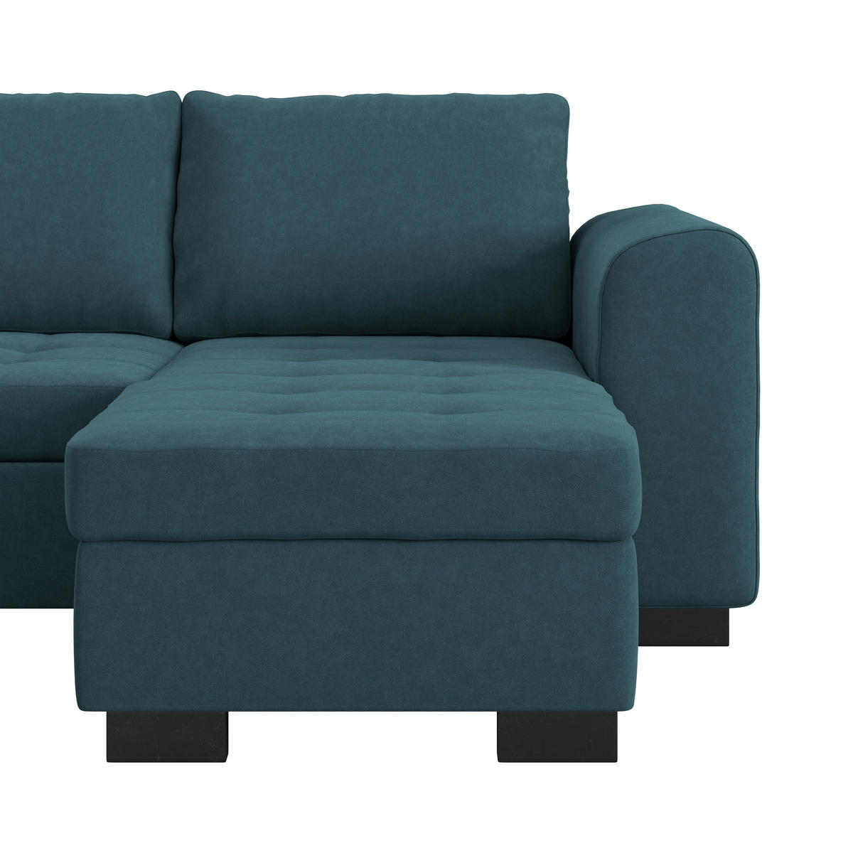 WOHNLANDSCHAFT Blau Mikrofaser  - Blau/Schwarz, MODERN, Kunststoff/Textil (178/305/155cm) - P & B