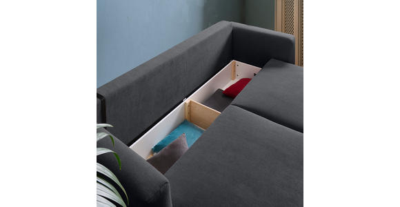 SCHLAFSOFA in Cord Dunkelgrau  - Dunkelgrau/Schwarz, Design, Kunststoff/Textil (250/92/105cm) - Carryhome