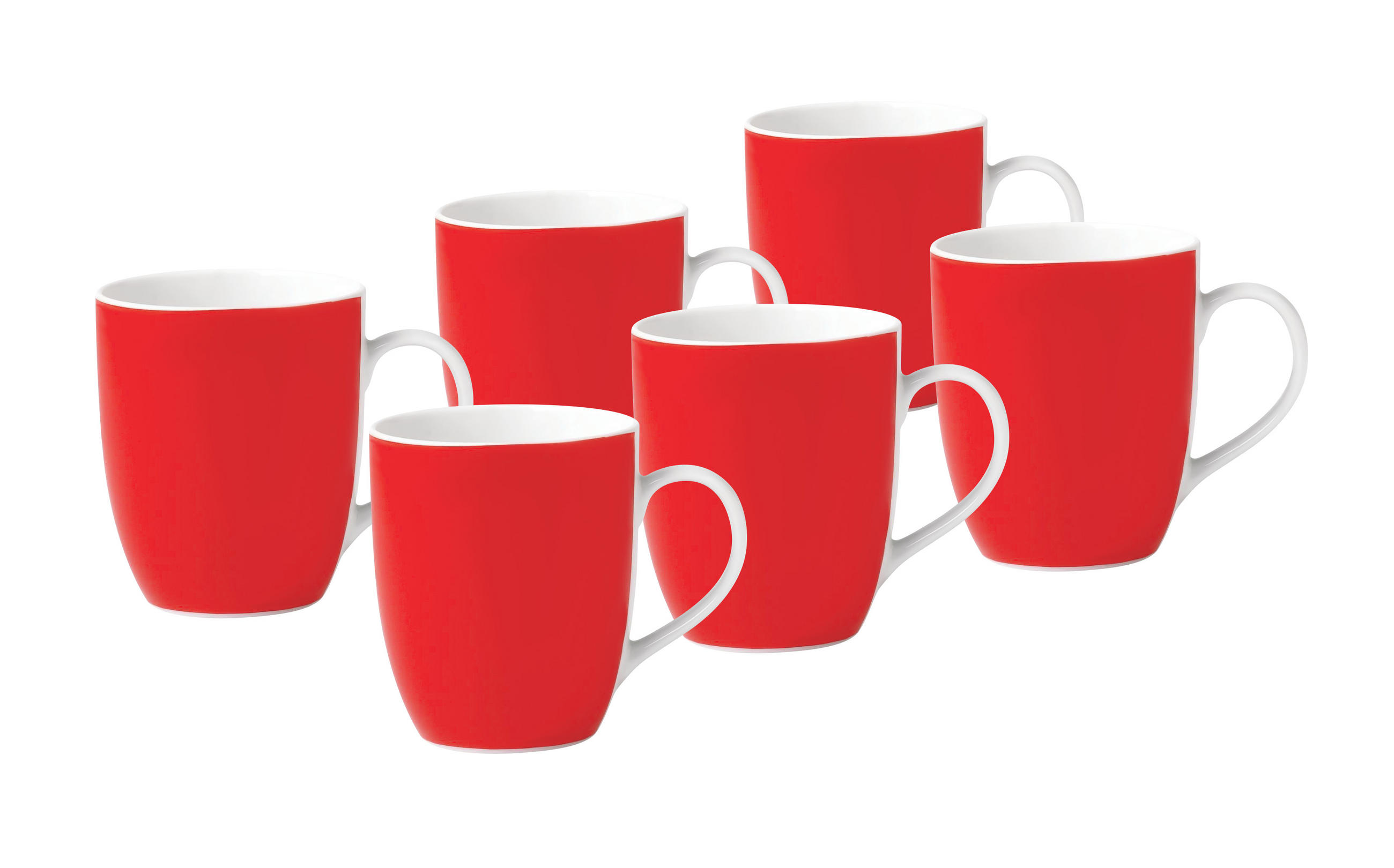 KAFFEEBECHERSET 6-teilig Keramik Porzellan Rot, Weiß - Rot/Weiß, Basics, Keramik (11/10/8cm)