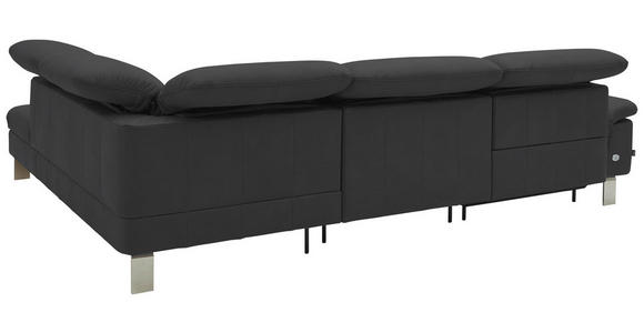 ECKSOFA in Echtleder Grau  - Edelstahlfarben/Grau, Design, Leder/Metall (309/233cm) - Dieter Knoll