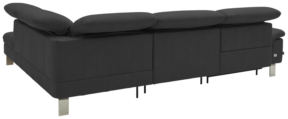 ECKSOFA in Echtleder Grau  309/233 cm  - Edelstahlfarben/Grau, Design, Leder/Metall (309/233cm) - Dieter Knoll