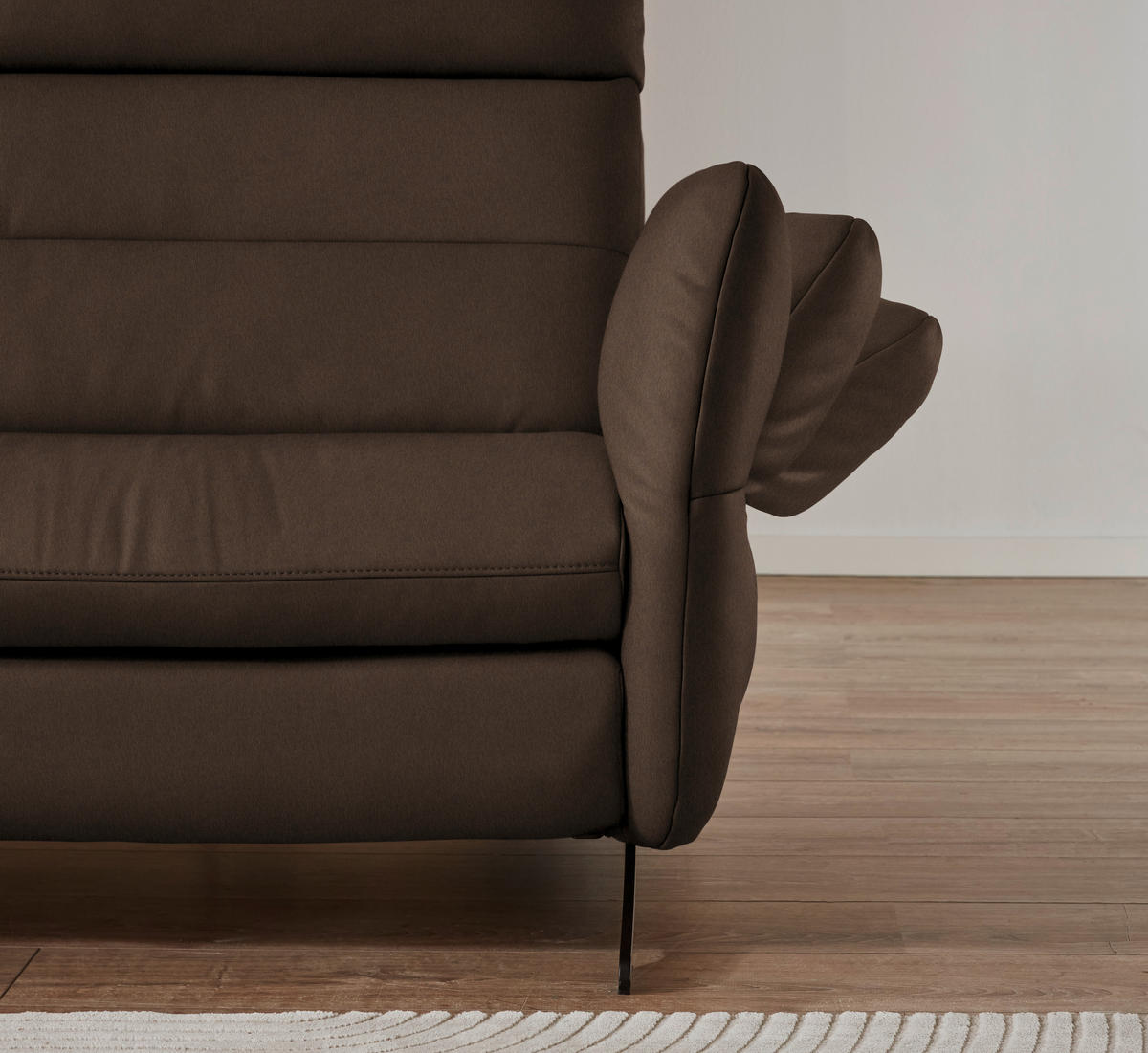 ECKSOFA in Echtleder Braun  - Schwarz/Braun, Design, Leder/Metall (169/298cm) - Dieter Knoll