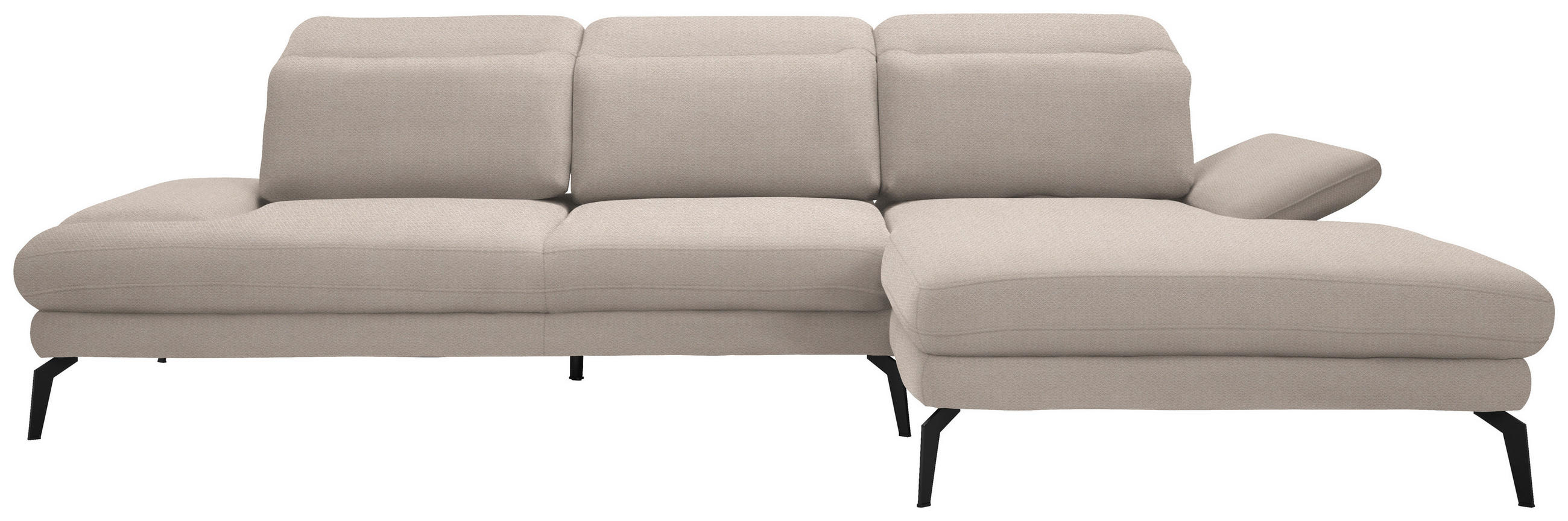 ECKSOFA in Chenille Beige  - Beige/Schwarz, Design, Textil/Metall (289/180cm) - Stylife