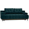 SCHLAFSOFA in Webstoff Petrol  - Petrol/Schwarz, Design, Holz/Textil (206/77-87/102cm) - Novel