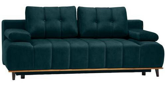 SCHLAFSOFA Webstoff Petrol - Petrol/Schwarz, Design, Holz/Textil (206/77-87/102cm) - Novel
