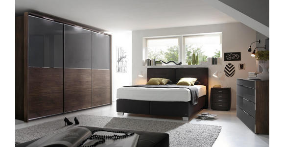 BOXSPRINGBETT 180/200 cm in Schwarz - Alufarben/Schwarz, KONVENTIONELL, Textil/Metall (180/200cm) - Dieter Knoll