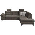 ECKSOFA Anthrazit Velours  - Anthrazit/Hellgrau, KONVENTIONELL, Kunststoff/Textil (275/218cm) - Carryhome