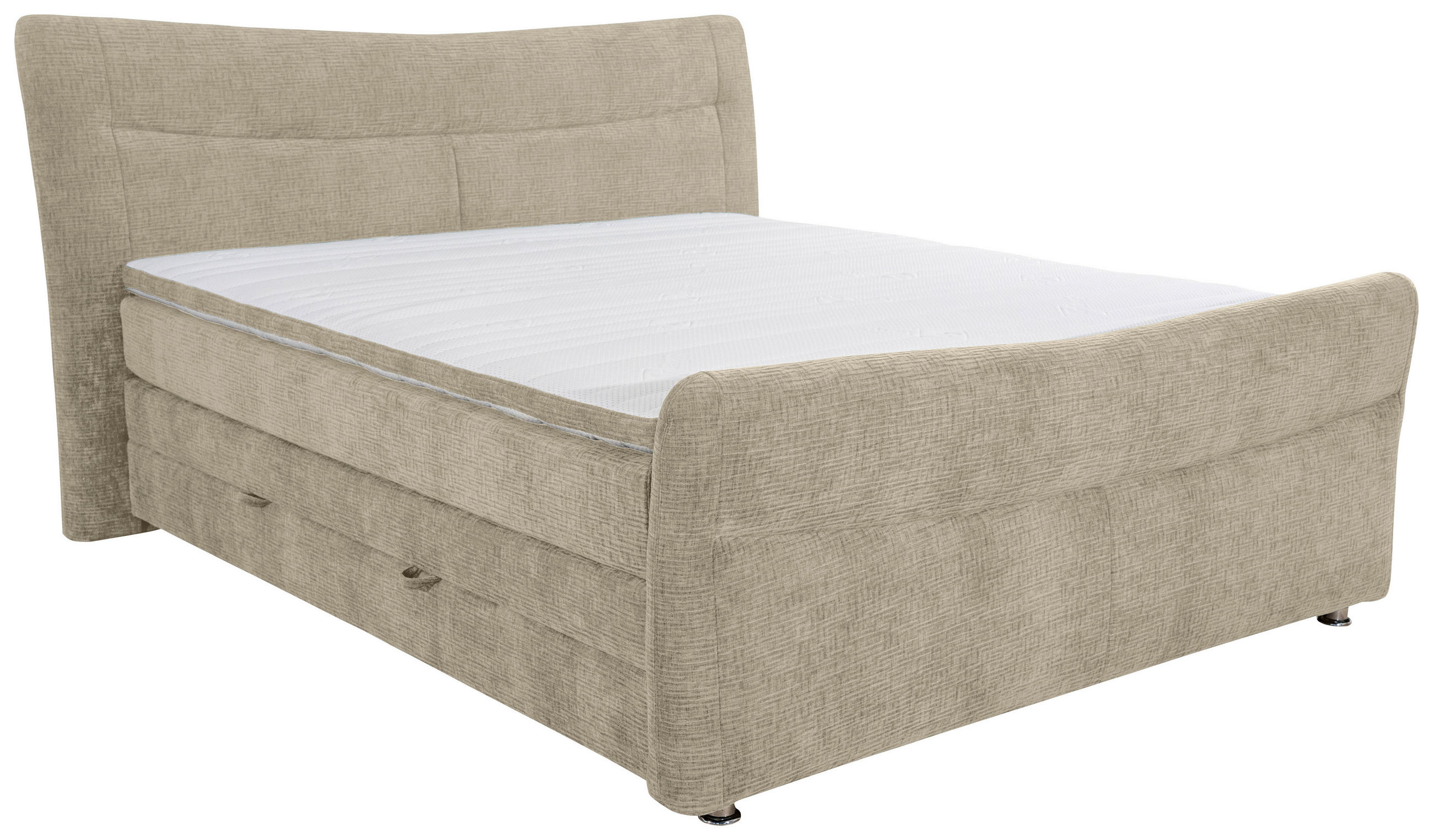 BOXSPRINGBETT 180/200 cm  in Sandfarben  - Sandfarben/Chromfarben, Konventionell, Textil/Metall (180/200cm) - Esposa