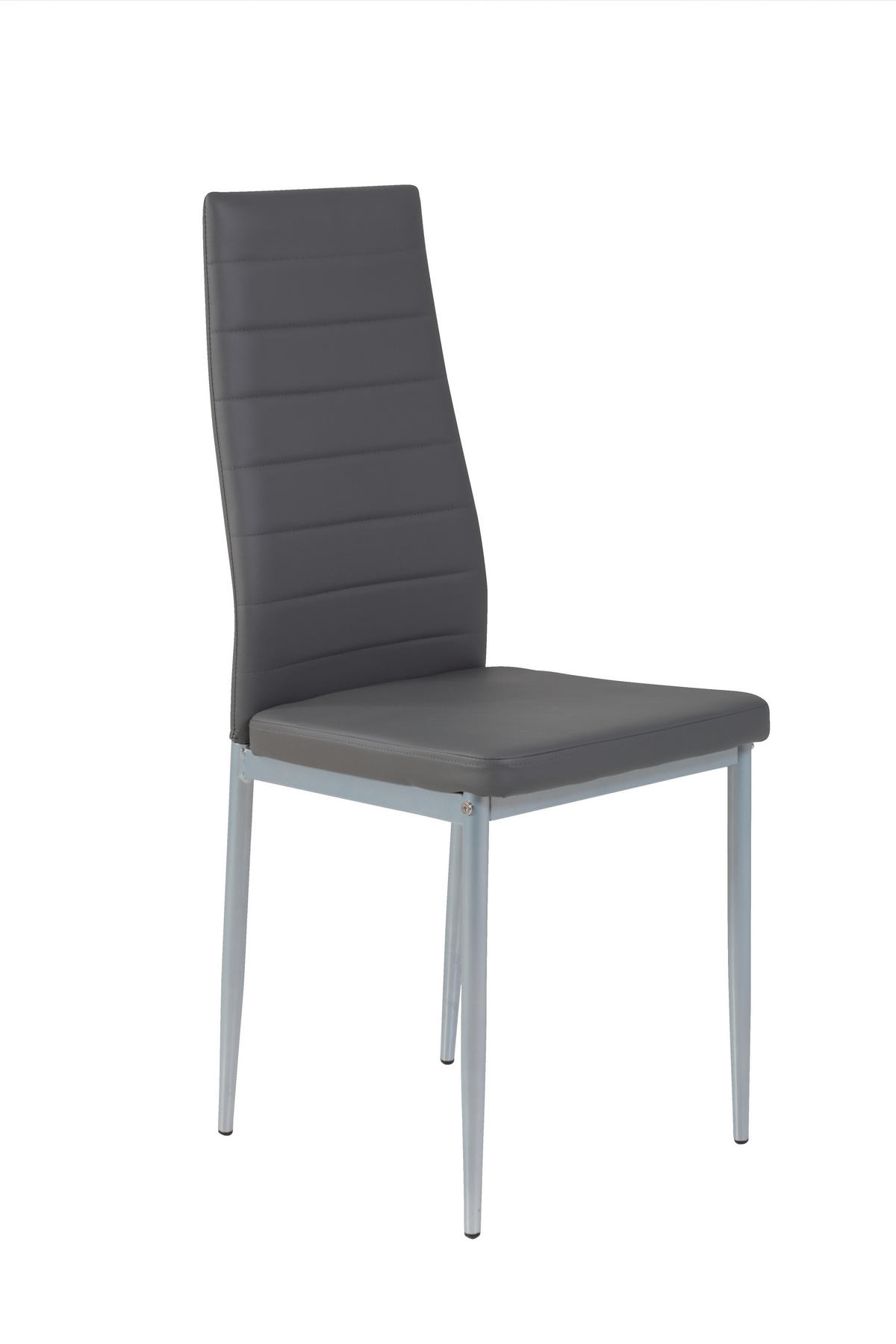 STUHL-SET 4 Stück Typenauswahl, abwischbar Lederlook  - Alufarben/Grau, MODERN, Textil/Metall (42/98/44cm) - MID.YOU