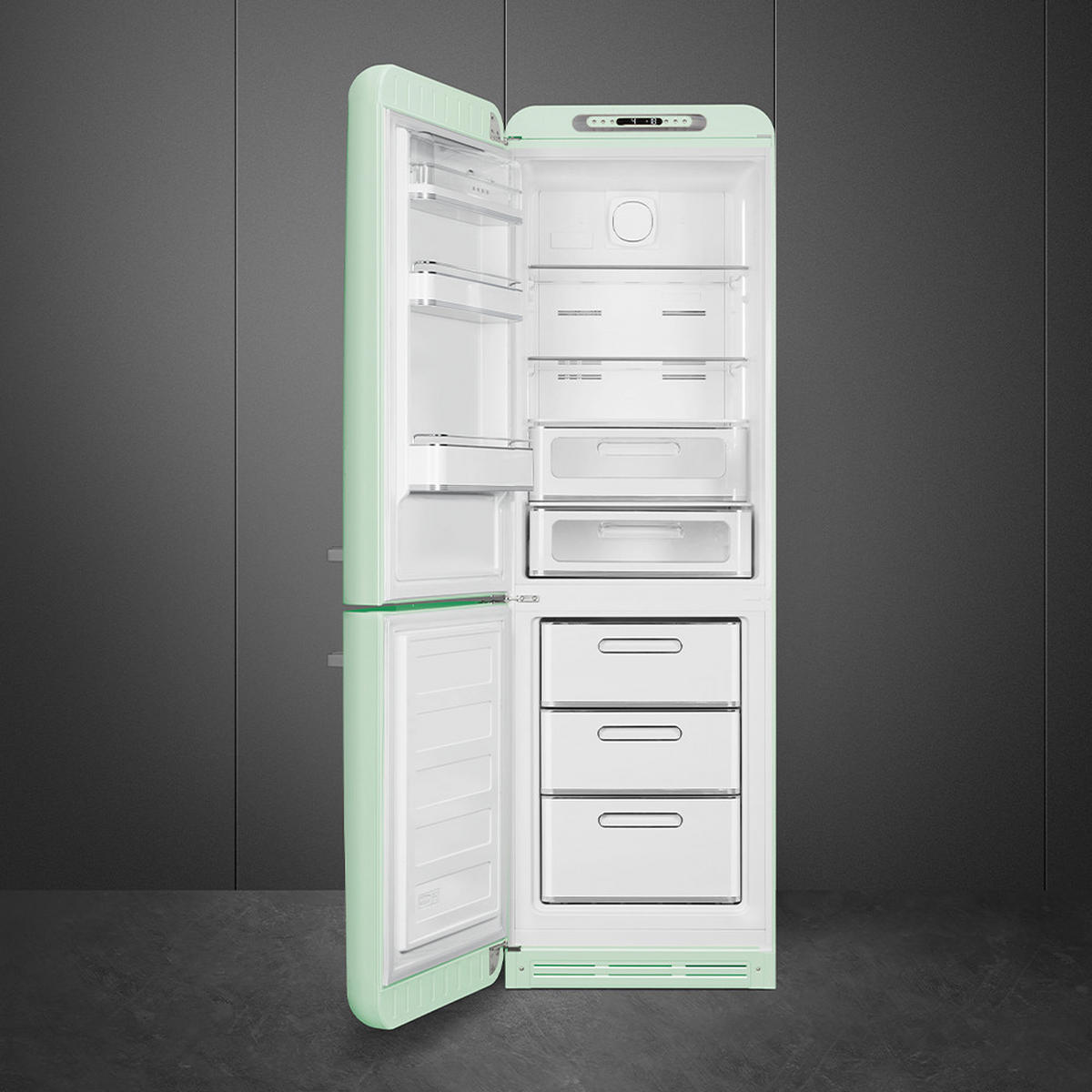 KÜHL-GEFRIER-KOMBINATION 60/196,8/72,8 cm FAB32LPG6  - Pastellgrün, Basics, Metall (60/196,8/72,8cm) - SMEG
