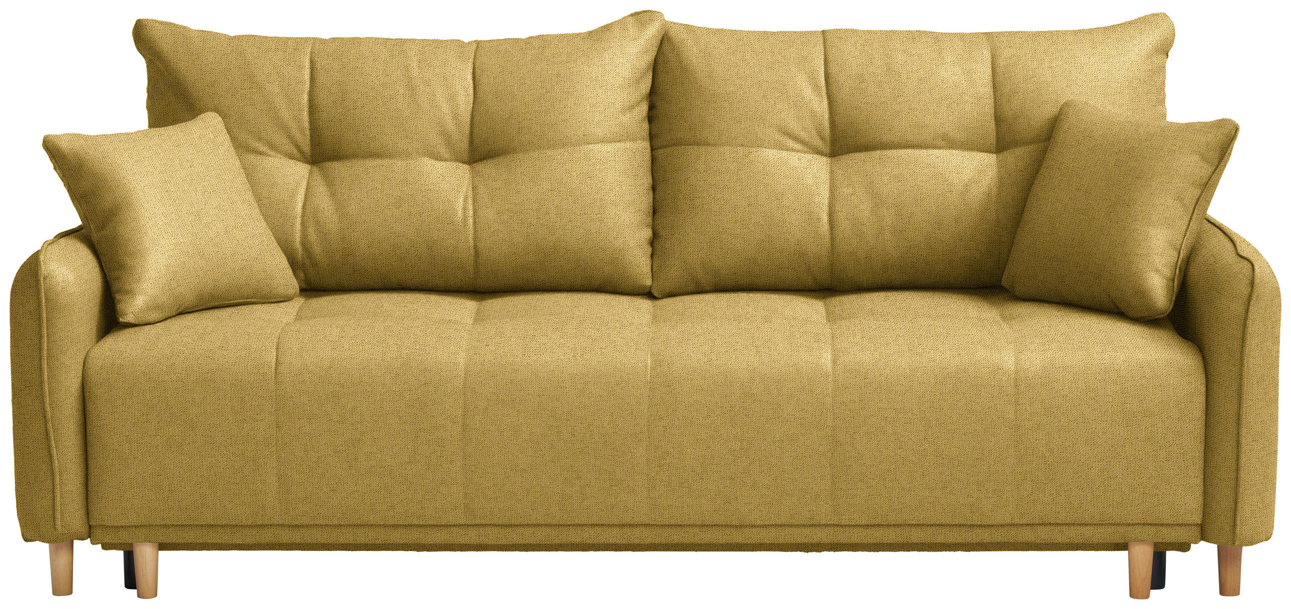 SCHLAFSOFA  in Chenille Currygelb  - Currygelb/Buchefarben, Design, Holz/Textil (217/97/101cm) - Carryhome