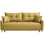 SCHLAFSOFA  in Chenille Currygelb  - Currygelb/Buchefarben, Design, Holz/Textil (217/97/101cm) - Carryhome