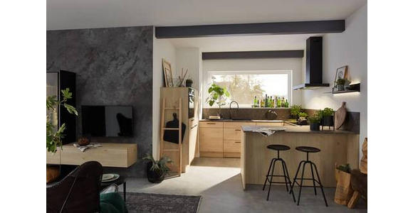 EINBAUKÜCHE - Eichefarben/Anthrazit, Design, Holzwerkstoff - Dieter Knoll
