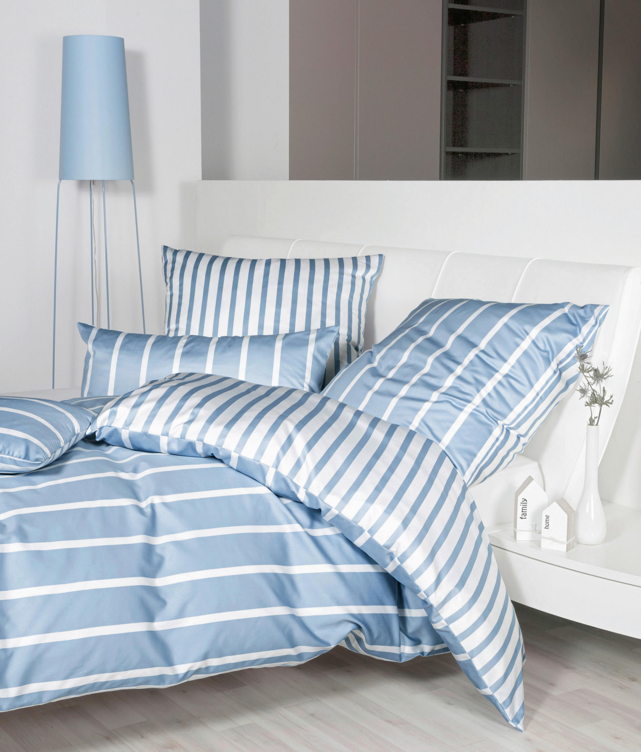 BETTWÄSCHE GENTANO Makosatin 155/200 cm - Blau/Weiß, Design, Textil (155/200cm) - Janine