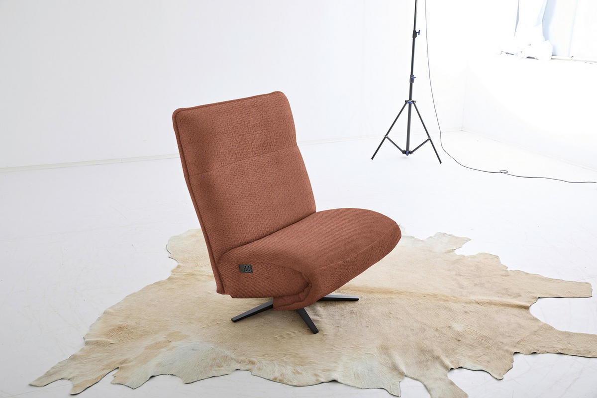 RELAXSESSEL in Textil Terracotta  - Terracotta/Schwarz, Modern, Textil/Metall (90/106/96cm) - Chilliano