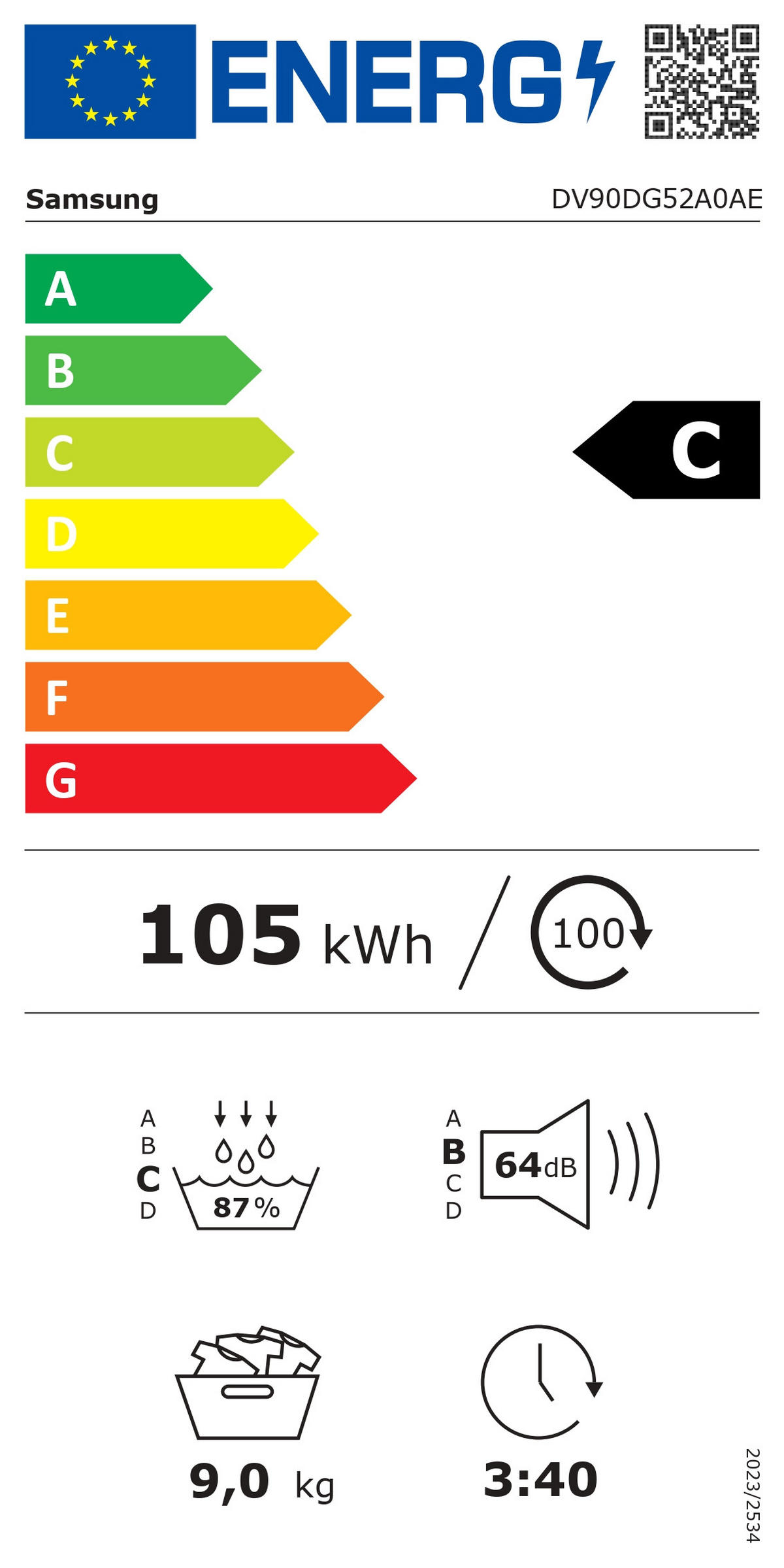 WÄRMEPUMPENTROCKNER DV90DG52A0AEEG  - Weiß, Basics, Glas/Kunststoff (60/85/60cm) - Samsung