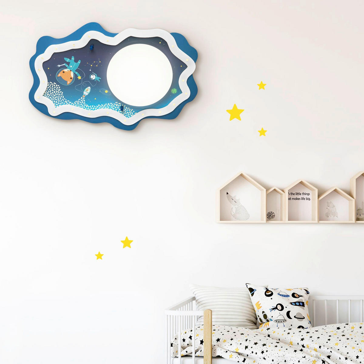 KINDERDECKENLEUCHTE Little Astronauts 75/48/12 cm   - Blau, Basics, Holz (75/48/12cm)