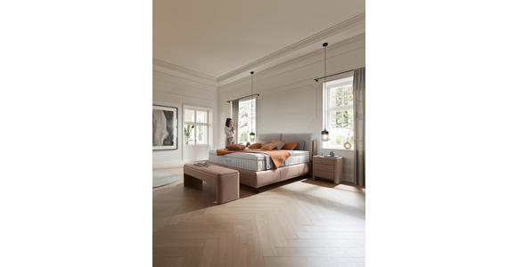BOXSPRINGBETT 180/200 cm in Hellgrau, Hellbraun - Hellbraun/Hellgrau, Design, Textil/Metall (180/200cm) - Johann Jakob