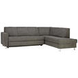 ECKSOFA Grau Flachgewebe  - Chromfarben/Grau, Design, Kunststoff/Textil (256/198cm) - Xora