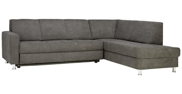 ECKSOFA Grau Flachgewebe  - Chromfarben/Grau, Design, Kunststoff/Textil (256/198cm) - Xora