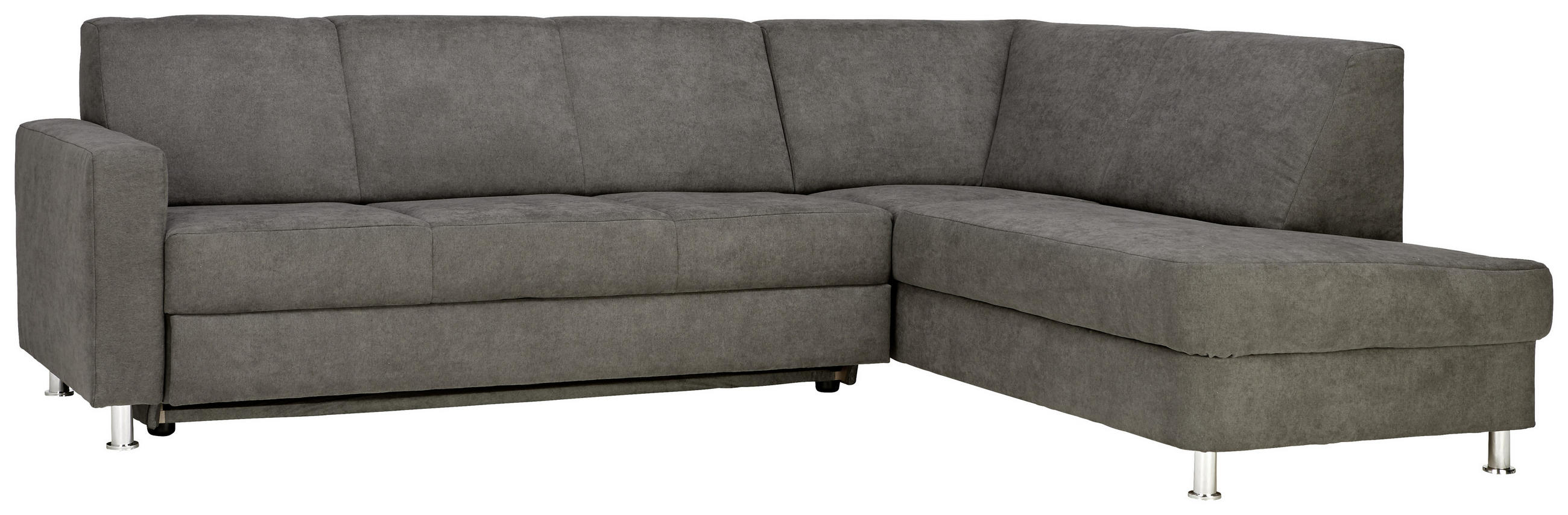 ECKSOFA in Flachgewebe Grau  256/198 cm  - Chromfarben/Grau, Design, Kunststoff/Textil (256/198cm) - Xora