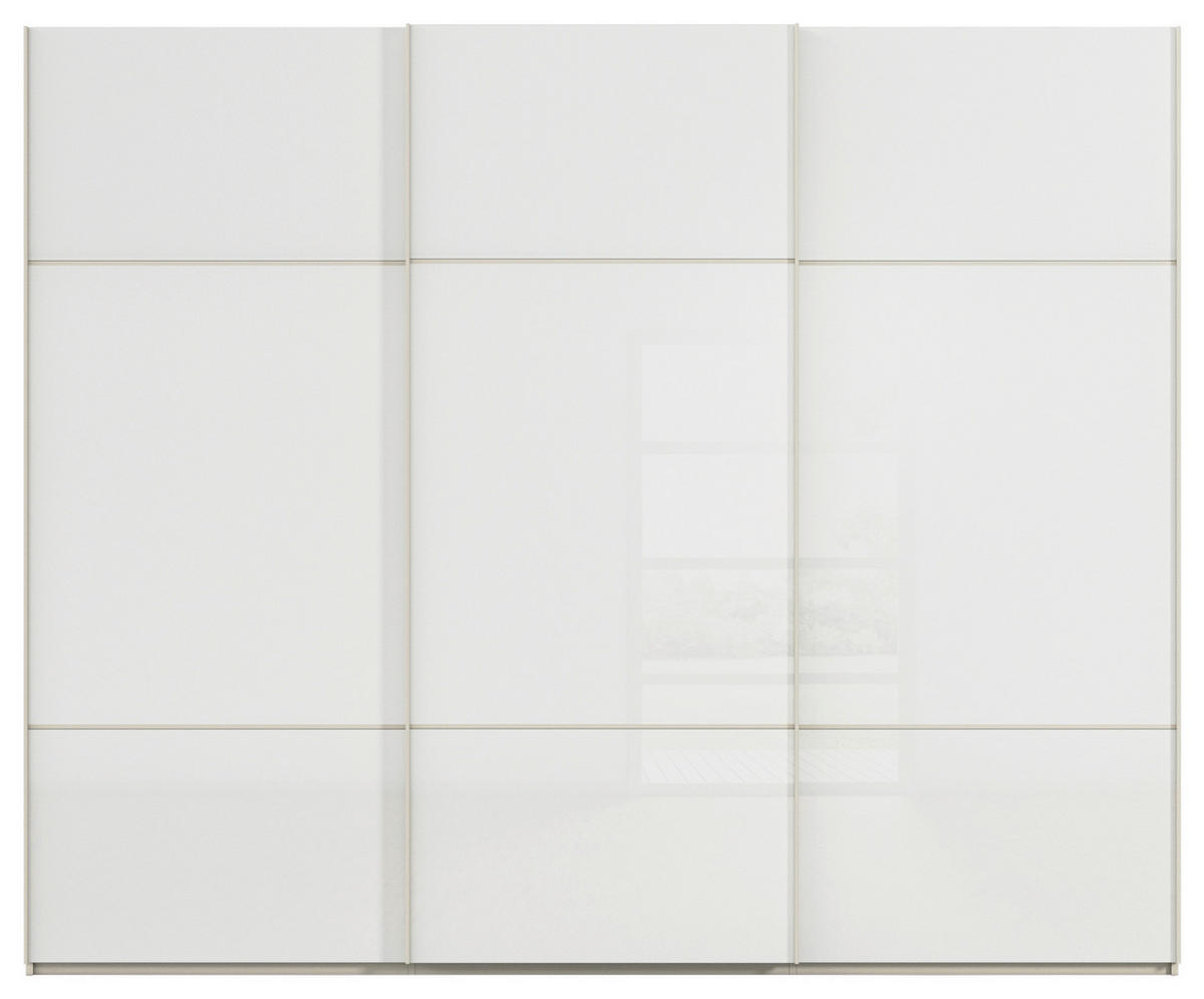 SCHWEBETÜRENSCHRANK 242/223/68 cm 3-türig Weiß, Champagner  - Champagner/Weiß, KONVENTIONELL, Glas/Holzwerkstoff (242/223/68cm) - Novel
