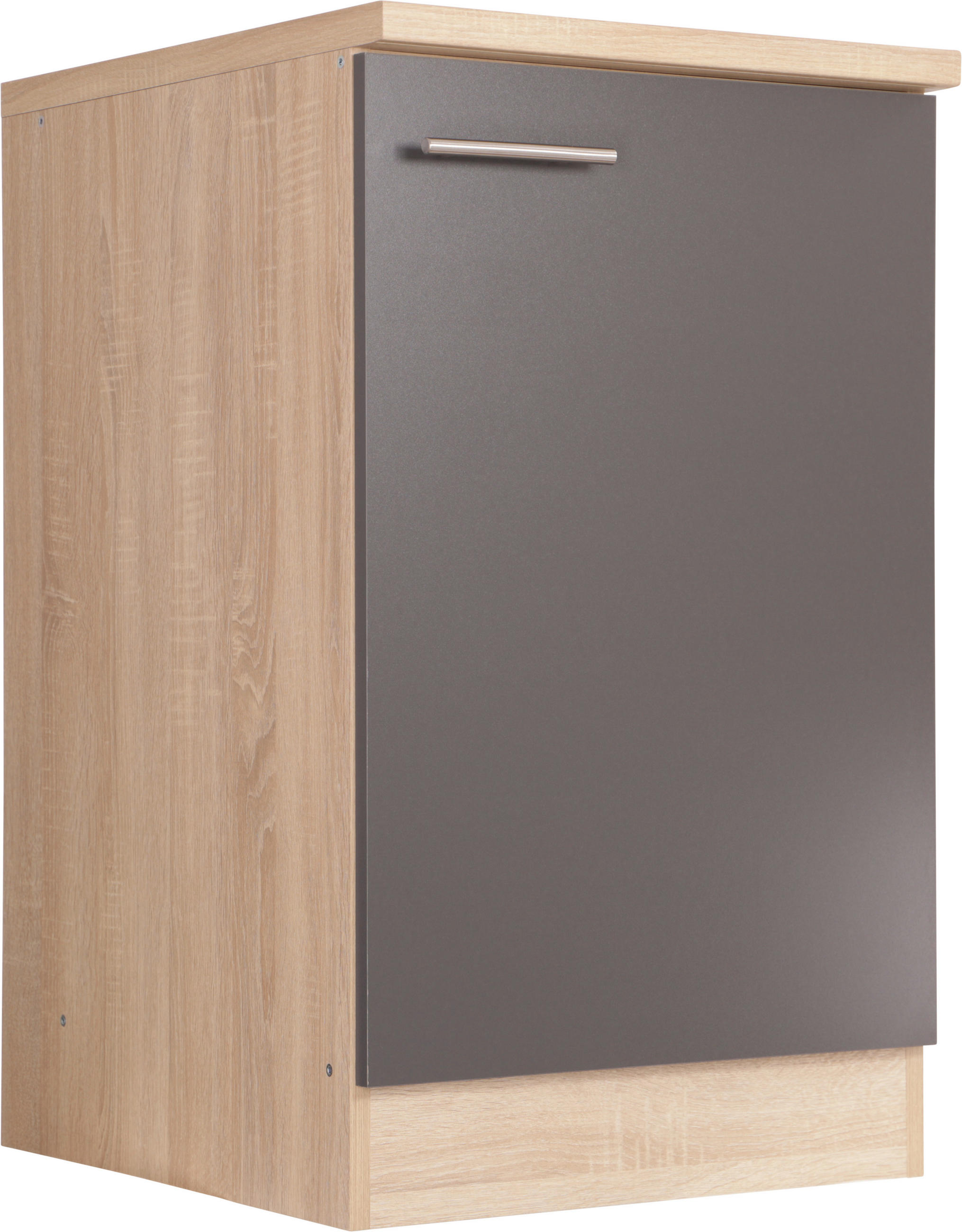 SPÜLENUNTERSCHRANK 50/84,8/60 cm  in Grau, Eichefarben  - Eichefarben/Silberfarben, Basics, Holzwerkstoff/Metall (50/84,8/60cm) - Respekta