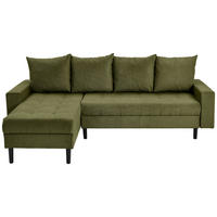 ECKSOFA in Webstoff Dunkelgrün  - Dunkelgrün/Schwarz, KONVENTIONELL, Kunststoff/Textil (157/231cm) - P & B