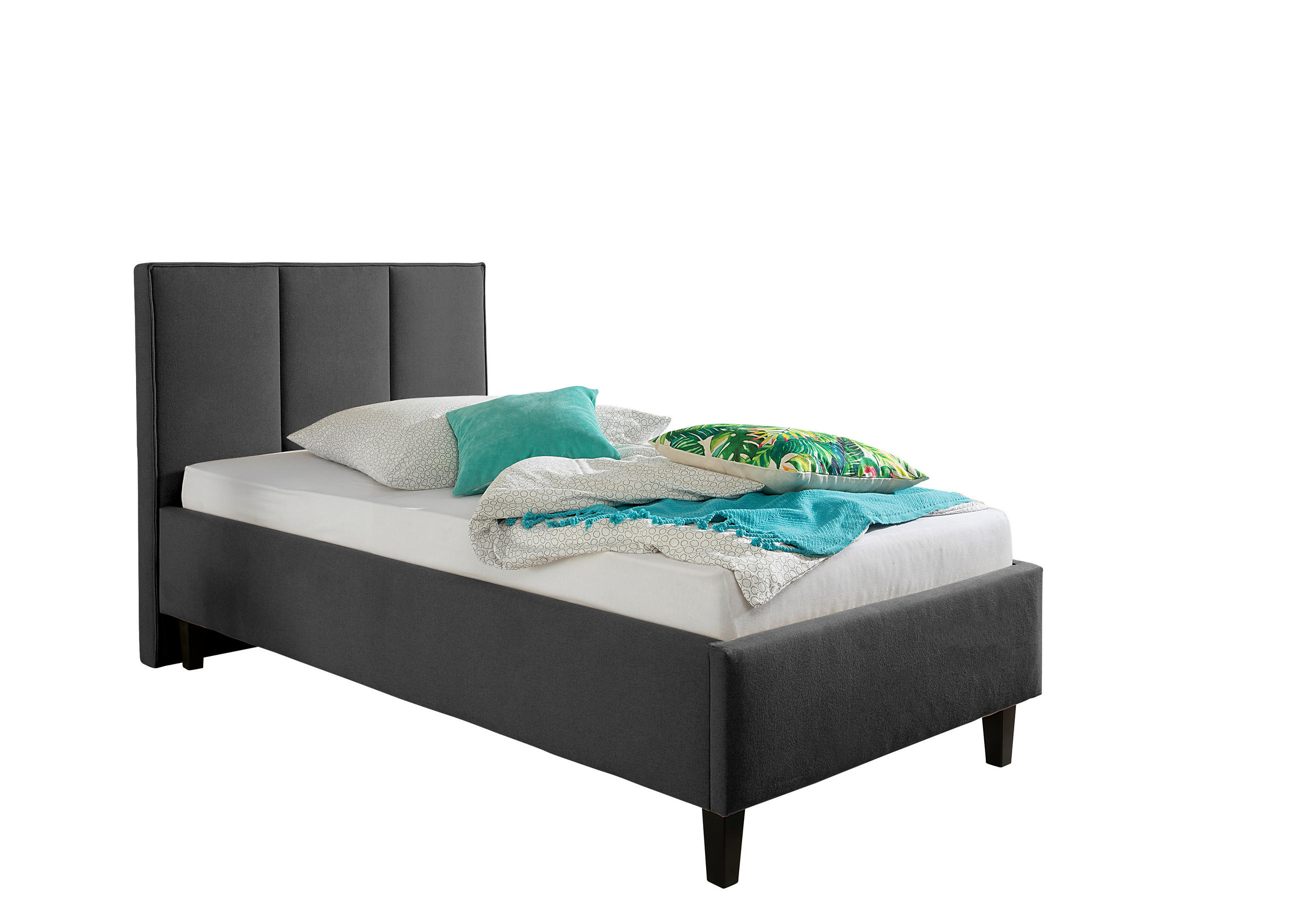 POLSTERBETT 100/200 cm,  in Anthrazit,  - Anthrazit/Schwarz, MODERN, Holz/Textil (100/200cm) - Livetastic