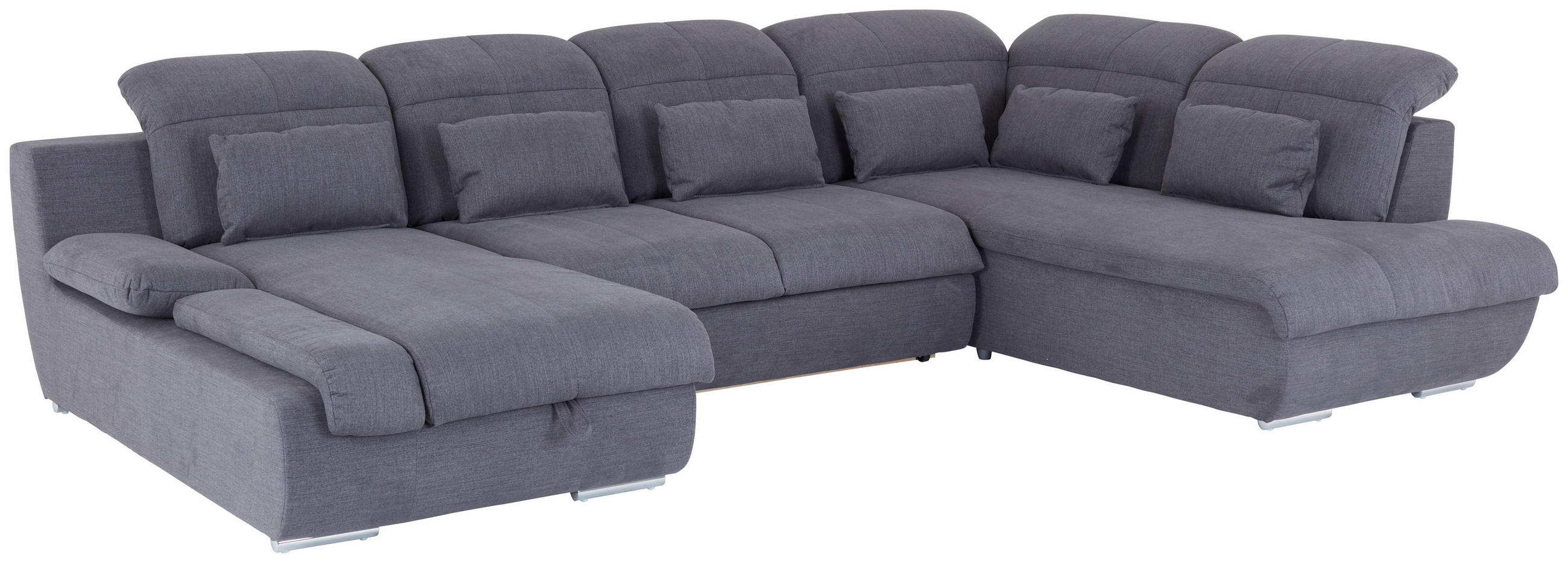 WOHNLANDSCHAFT Dunkelgrau Mikrofaser  - Chromfarben/Dunkelgrau, MODERN, Textil/Metall (184/345/228cm) - MID.YOU