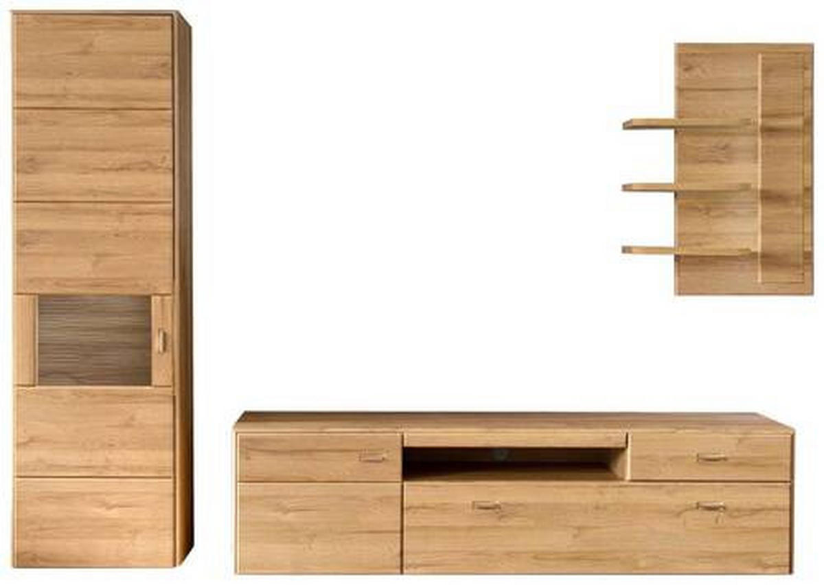 WOHNWAND  in Eichefarben 300/206/52 cm  - Eichefarben, Konventionell, Glas/Holzwerkstoff (300/206/52cm) - Cantus