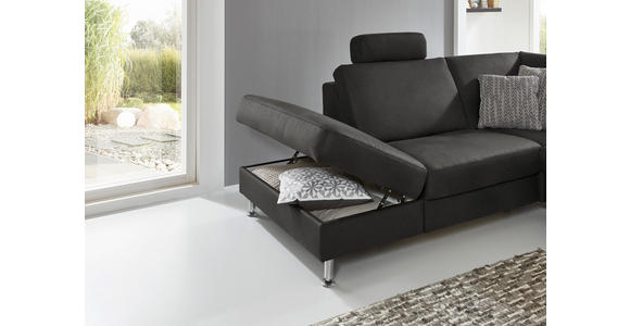 ECKSOFA  in Mikrofaser Anthrazit  242/275 cm  - Anthrazit/Alufarben, Design, Textil/Metall (242/275cm) - Dieter Knoll