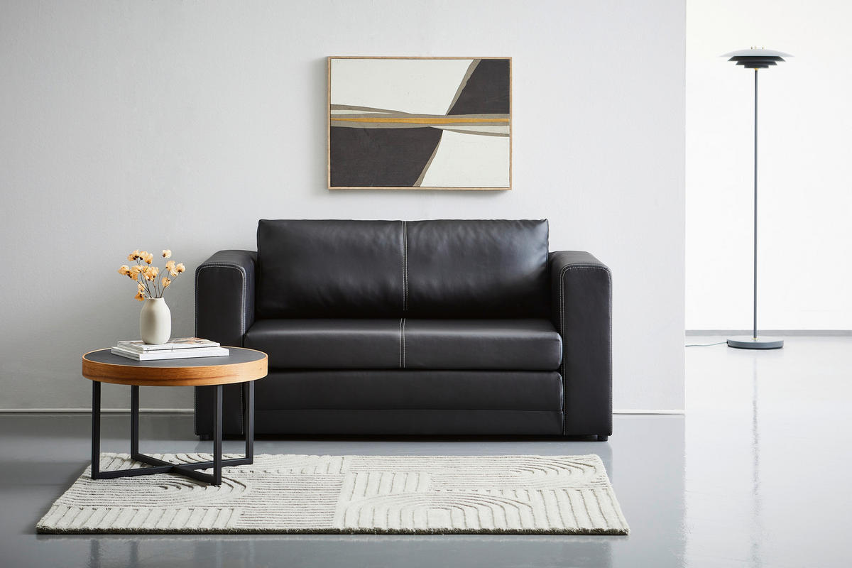 COUCHTISCH Eiche massiv rund Naturfarben, Schwarz  - Schwarz/Naturfarben, MODERN, Holz/Holzwerkstoff (60/38cm) - Livetastic