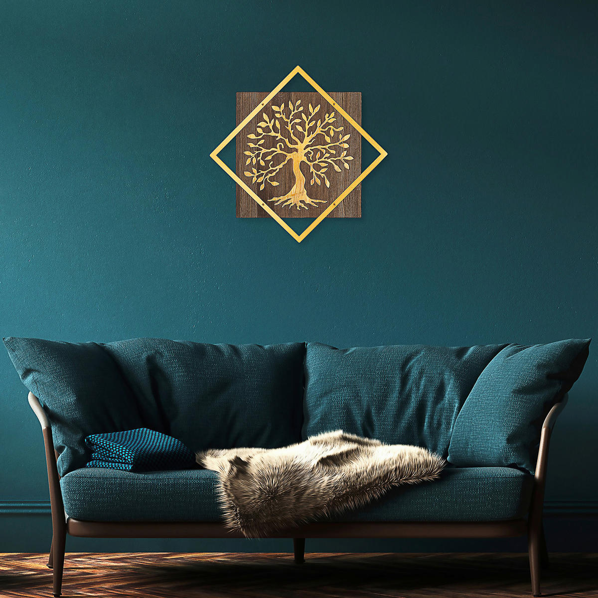 OBJEKTBILD 54/54 cm  - Goldfarben/Braun, Basics, Holzwerkstoff (54/54cm)