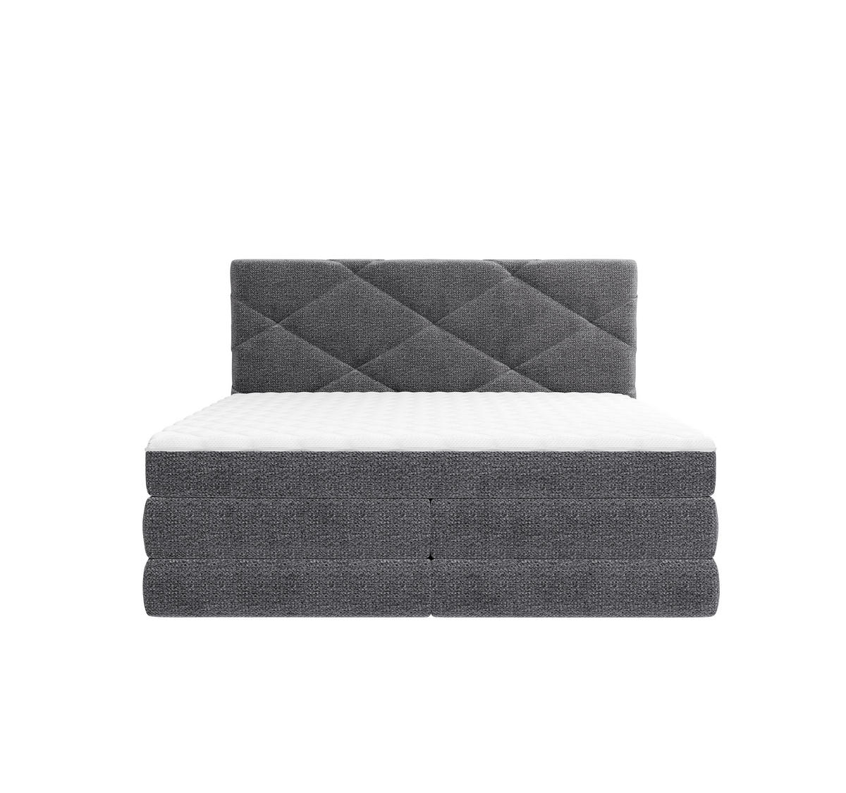 BOXSPRINGBETT 140/200 cm,  in Anthrazit, Bettkasten, Matratzen, H3 + H4 = fest + sehr fest  - Anthrazit/Schwarz, KONVENTIONELL, Kunststoff/Textil (140/200cm) - Carryhome