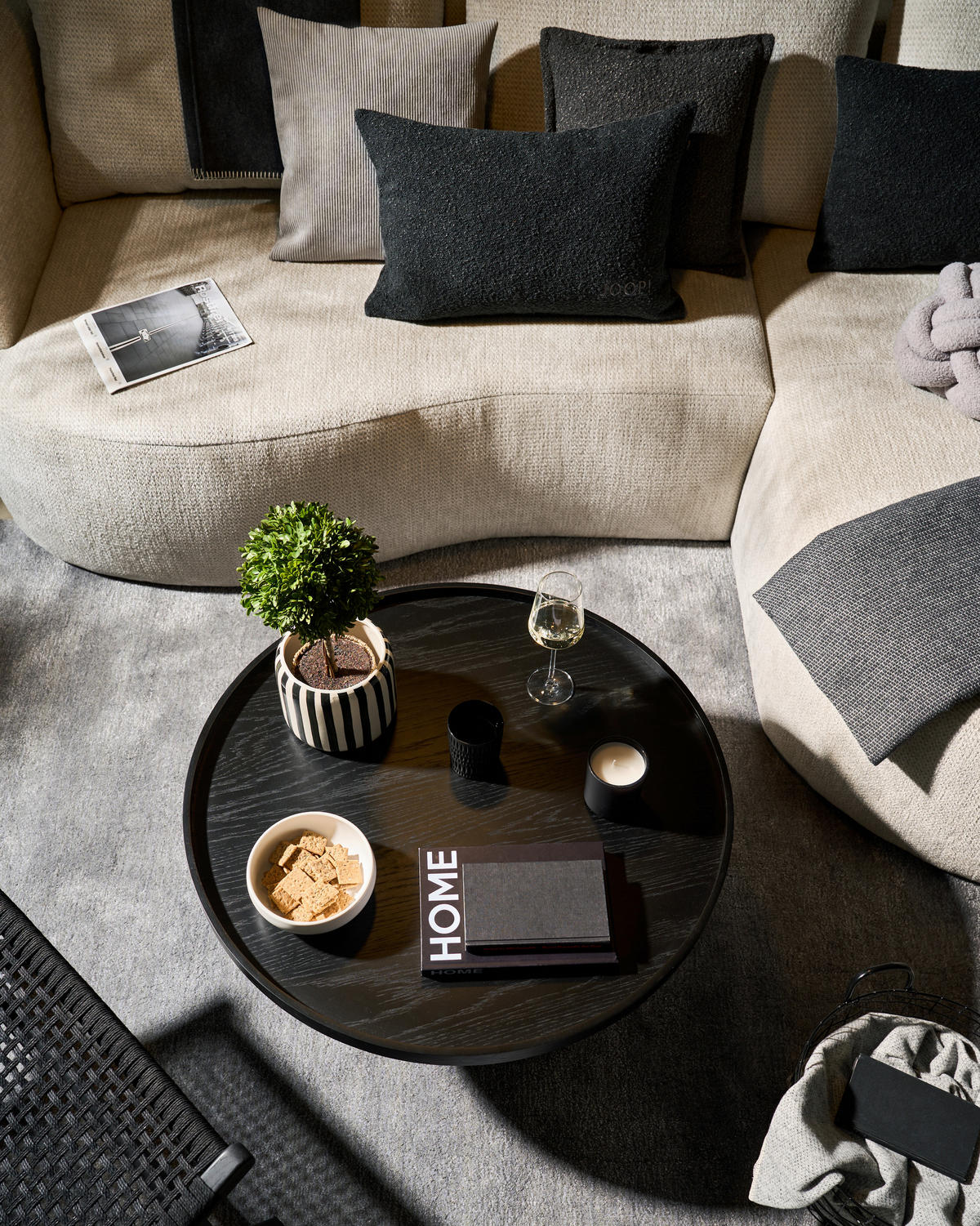 ECKSOFA in Chenille Greige  - Greige/Schwarz, MODERN, Kunststoff/Textil (287/179cm) - Carryhome