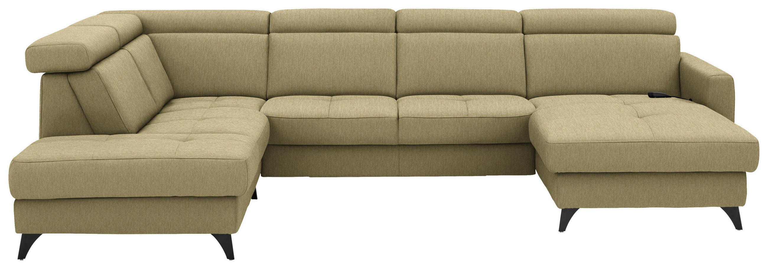 WOHNLANDSCHAFT Flachgewebe Honig  - Schwarz/Honig, Konventionell, Textil/Metall (215/333/174cm) - Beldomo System