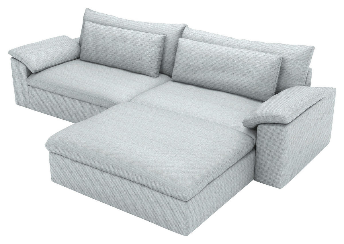 ECKSOFA  Chenille Grauweiss  - Schwarz/Grauweiss, Modern, Kunststoff/Textil (306/198cm) - Carryhome