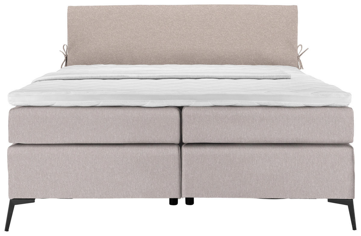 BOXSPRINGBETT 180/200 cm  in Hellgrau, Beige  - Beige/Hellgrau, Design, Textil/Metall (180/200cm) - Hom`in