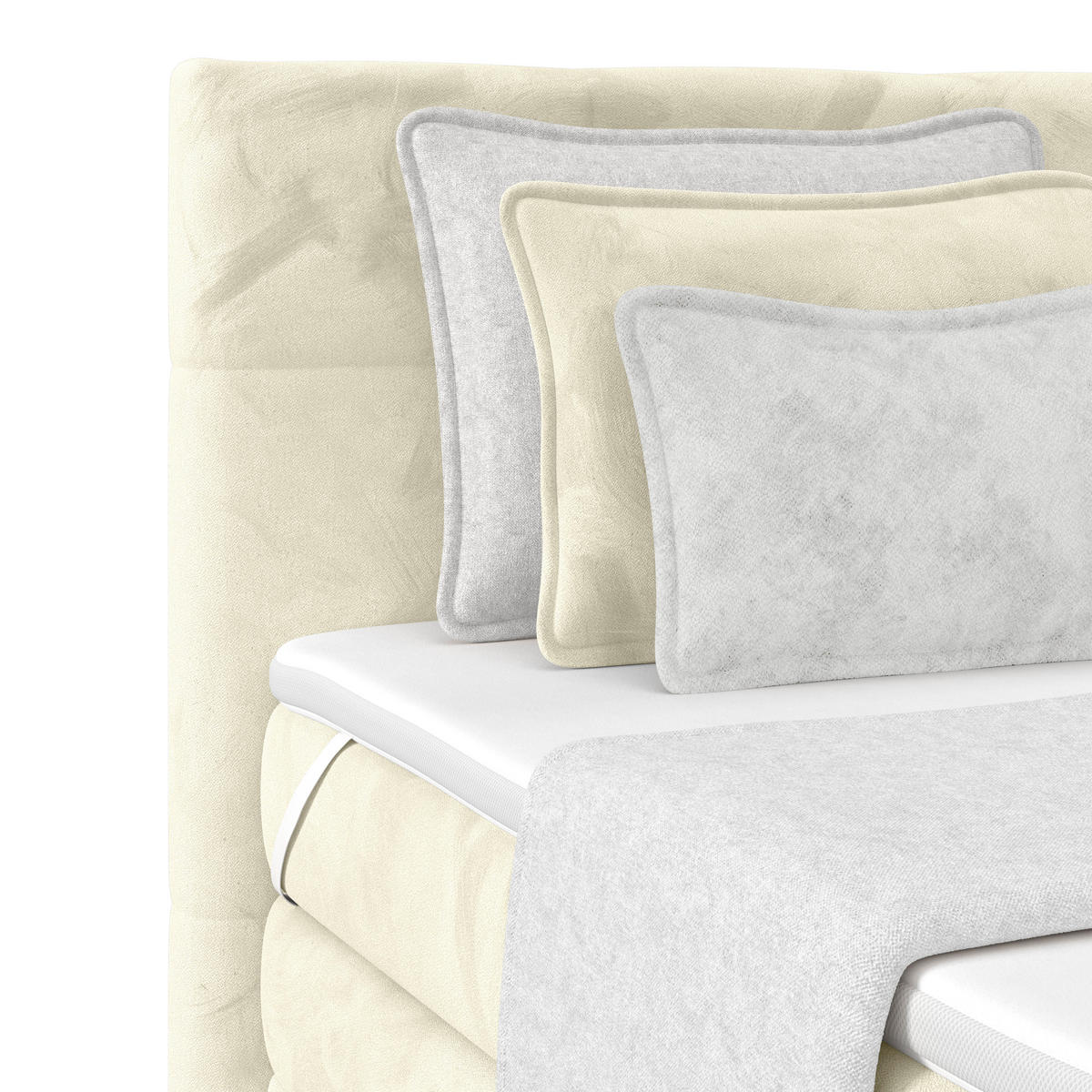 BOXSPRINGBETT 180/200 cm,  in Champagner, gepolstertes Kopfteil, Bettkasten, Topper, Matratzen, H3 + H3 = fest  - Champagner, KONVENTIONELL, Holz/Holzwerkstoff (180/200cm) - Luca Bessoni