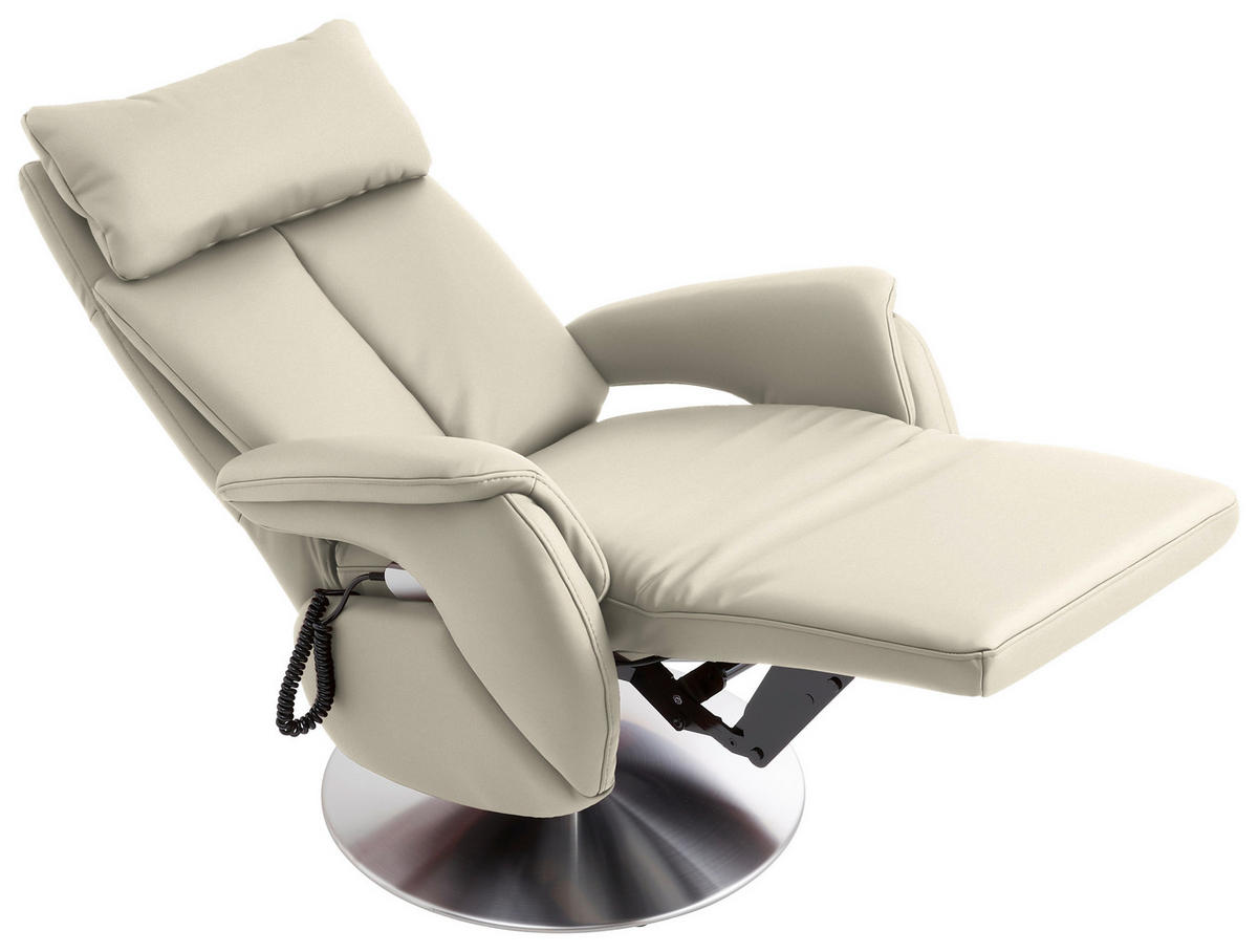 RELAXSESSEL in Leder Weiss  - Weiss/Edelstahlfarben, Konventionell, Leder/Metall (78/110/81cm) - Cantus