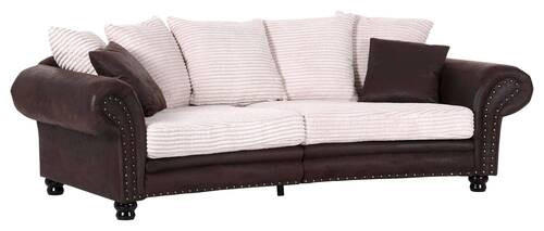 CHESTERFIELD-SOFA Braun, Creme Cord, Flachgewebe  - Dunkelbraun/Creme, ROMANTIK / LANDHAUS, Holz/Textil (276/81/140cm) - Landscape