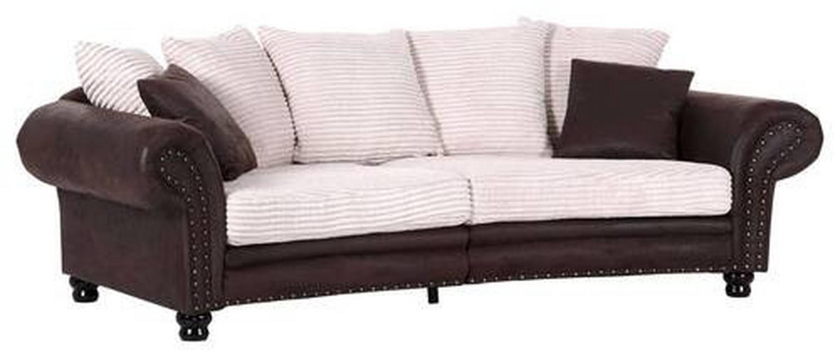 CHESTERFIELD-SOFA Braun, Creme Cord, Flachgewebe  - Dunkelbraun/Creme, ROMANTIK / LANDHAUS, Holz/Textil (276/81/140cm) - Landscape