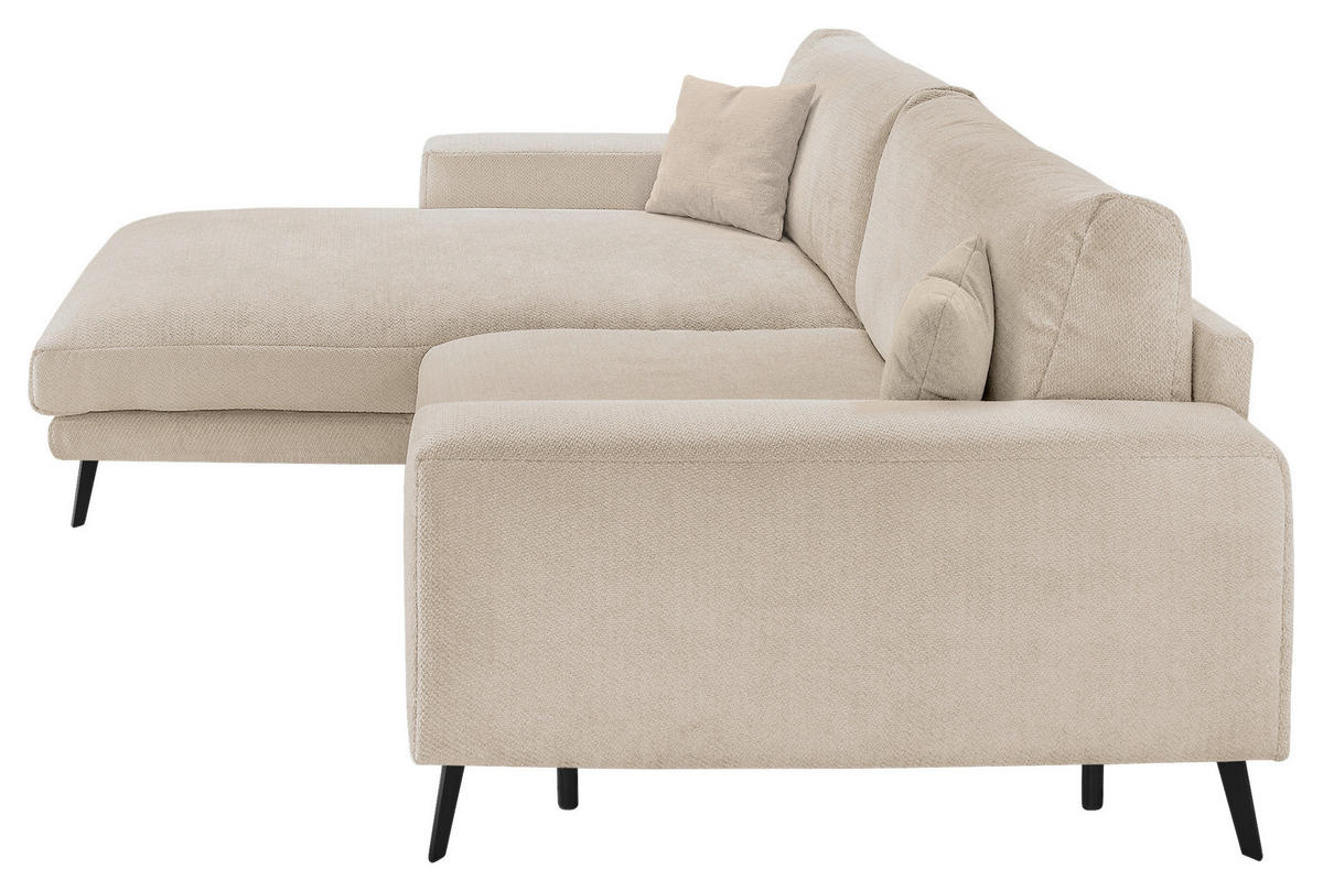 ECKSOFA Creme Webstoff  - Creme/Schwarz, KONVENTIONELL, Textil/Metall (196/269cm) - SetOne by Musterring