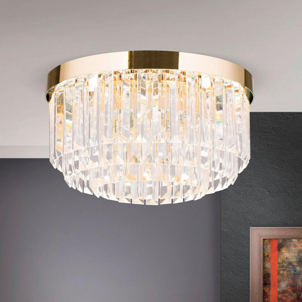 KRISTALL-DECKENLEUCHTE Prism 35/19 cm   - Goldfarben, LIFESTYLE, Glas/Metall (35/19cm)