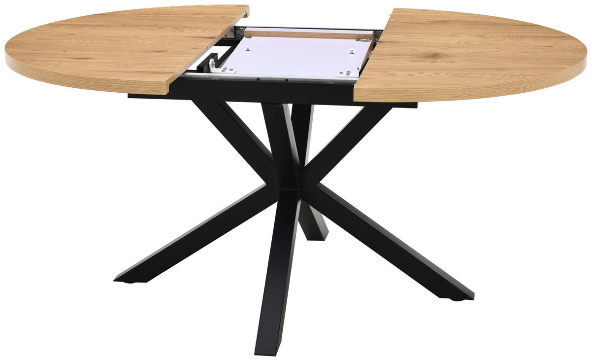 ESSTISCH in Metall, Holzwerkstoff 120/120/75 cm   - Eichefarben/Schwarz, Basics, Holzwerkstoff/Metall (120/120/75cm) - Livetastic