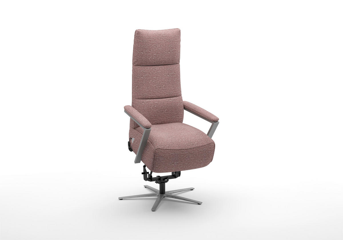RELAXSESSEL TV VARIO COMFORT E M2 Chenille Kopfteilverstellung, Rücken echt    - Silberfarben/Aubergine, Basics, Textil/Metall (70/126/85cm) - Sit & More