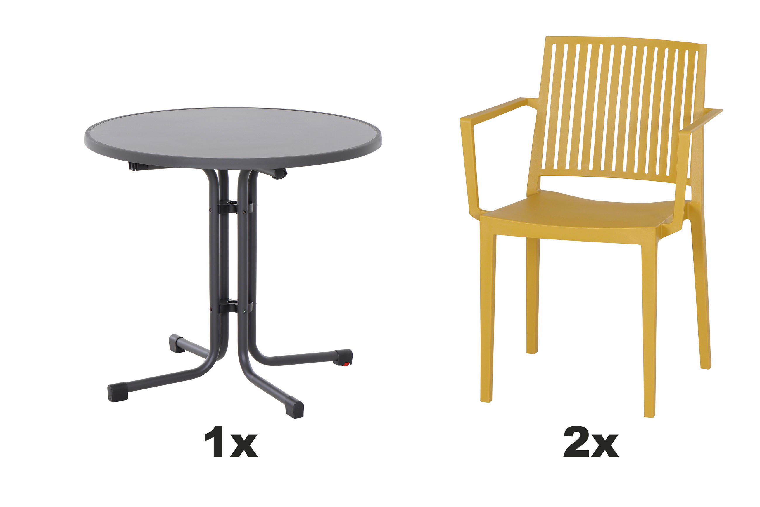 GARTENGARNITUR 3-teilig  - Gelb, Basics (80/80/80cm) - Siena Garden